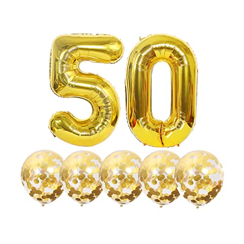 Luftballons 50. Geburtstag Gold Luftballon Zahlen Number 50 Folienballon, Deko 50 Geburtstag Mädchen, Riesenzahl Zahlenballon 40 inch für Geburtstag, Jubiläum,Hochzeit Party Dekoration von Chaungfu
