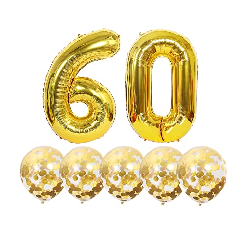 Luftballons 60. Geburtstag Gold Luftballon Zahlen Number 60 Folienballon, Deko 60 Geburtstag Mädchen, Riesenzahl Zahlenballon 40 inch für Geburtstag, Jubiläum,Hochzeit Party Dekoration von Chaungfu
