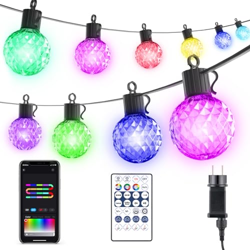 CheDux LED Lichterkette Außen, 7.5M RGB Lichterkette Outdoor mit 20 G40 Birnen, Fernbedienung und App, IP44 Wasserdicht Lichterkette Außen Bunt mit Timer für Innen Weihnachten Garten Party Deko von CheDux