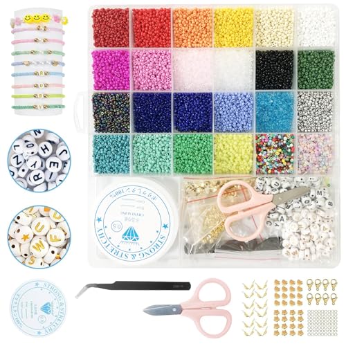 24000 Stück 2mm/3mm/4mm Bunte Perlen Für Armbänder, schmuck Selber Machen Mit Bunte Glasperlen, Perlen Zum Auffädeln Set Für Kinder Feiertage, Geburtstage, Beads For Moden Jewellery Making (2mm) von Chedin