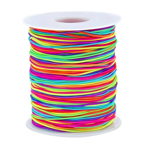 Elastische Faden Perlenschnur Gummiband, Schmuckherstellung Schnur Gummikordel, Regenbogen Farbe Stretch Schnur Bastelschnur Perlen Kordel für DIY Schmuck (1.5mm/65M) von Chedin