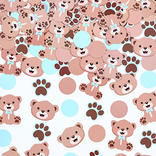 Cheereveal 300 Stück Bärenförmige Konfetti-Bär, Babyparty-Dekorationen, Tischpapier-Konfetti, Blau und Braun, für Babyparty, Zuhause, Party von Cheereveal
