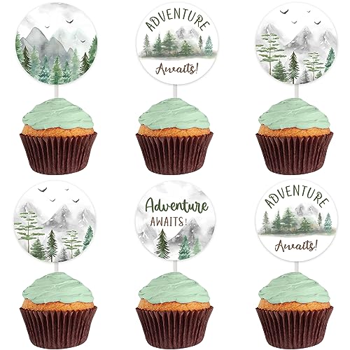 Abenteuer wartet auf Babyparty-Dekorationen, 12-teilige Cupcake-Topper Berg-Babyparty-Kuchen-Cupcake-Picks Lassen Sie das Abenteuer beginnen/Bon Voyage/Ruhestandsparty-Zubehör Abenteuer wartet auf Babyparty-Dekorationen, 12-teilige Cupcake-Topper Berg-Babyparty-Kuchen-Cupcake-Picks Lassen Sie das Abenteuer beginnen/Bon Voyage/Ruhestandsparty-Zubehör von Cheereveal