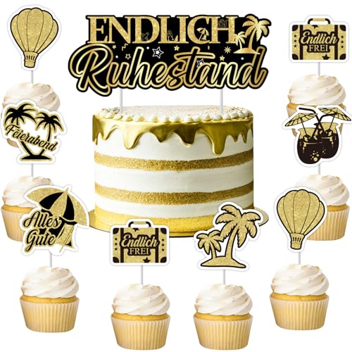 Cheereveal 13 Stück Ruhestand Cake Deko, Schwarzes Gold Endlich Ruhestand Cake Topper, Feierabend Alles Gute Cupcake Toppers, Ruhestand Thematische Party Dekorationen Zubehör für Männer Frauen Cheereveal 13 Stück Ruhestand Cake Deko, Schwarzes Gold Endlich Ruhestand Cake Topper, Feierabend Alles Gute Cupcake Toppers, Ruhestand Thematische Party Dekorationen Zubehör für Männer Frauen von Cheereveal