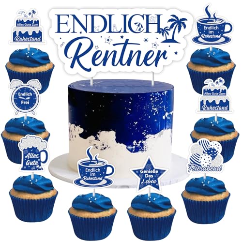 Cheereveal 13 Stück Ruhestand Cake Deko Blau, Endlich Rentner Cake Topper, Feierabend Endlich Frei Cupcake Toppers, Alles Gute zum Ruhestand Party Dekorationen Zubehör für Männer Frauen Cheereveal 13 Stück Ruhestand Cake Deko Blau, Endlich Rentner Cake Topper, Feierabend Endlich Frei Cupcake Toppers, Alles Gute zum Ruhestand Party Dekorationen Zubehör für Männer Frauen von Cheereveal