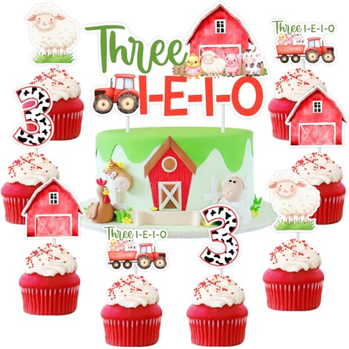 Cheereveal 13Pcs Bauernhof 3. Geburtstag Kuchen Dekorationen, DREI I E I O Kuchen Cupcake Topper, Rosa Bauernhaus Bauernhof Thema Drei Bday Baby Shower Cupcake Picks Party Zubehör Cheereveal 13Pcs Bauernhof 3. Geburtstag Kuchen Dekorationen, DREI I E I O Kuchen Cupcake Topper, Rosa Bauernhaus Bauernhof Thema Drei Bday Baby Shower Cupcake Picks Party Zubehör von Cheereveal