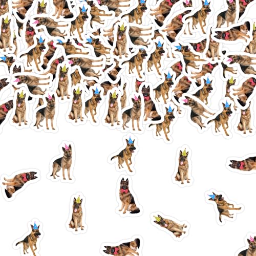 Cheereveal 200 Stück Deutscher Schäferhund, lustige Hunde-Geburtstagsdekoration, Haustier-Hut, Welpen-Tischstreuung für Deutsche Schäferhund-Liebhaber, Geburtstagsparty-Zubehör von Cheereveal