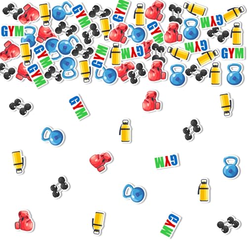 Cheereveal 200Pcs Bunte Fitness Thema Konfetti, Fitnessstudio Hantel Gewichtheben Tisch Scatters für Geburtstag Baby Dusche Workout Sport Party, Fitness Tisch Dekorationen Foto Requisiten Zubehör Cheereveal 200Pcs Bunte Fitness Thema Konfetti, Fitnessstudio Hantel Gewichtheben Tisch Scatters für Geburtstag Baby Dusche Workout Sport Party, Fitness Tisch Dekorationen Foto Requisiten Zubehör von Cheereveal