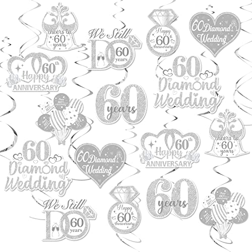 Cheereveal 24 Stück Dekorationen zum 60. Hochzeitstag, Diamant-Hochzeitstag, hängende Wirbel, Deckendekorationen für Paare, Happy Anniversary Valentine Party Supplies Cheereveal 24 Stück Dekorationen zum 60. Hochzeitstag, Diamant-Hochzeitstag, hängende Wirbel, Deckendekorationen für Paare, Happy Anniversary Valentine Party Supplies von Cheereveal