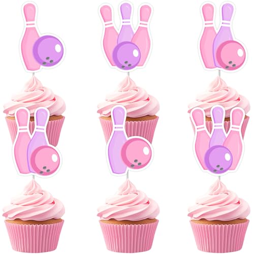 Cheereveal 24Pcs Bowling Cupcake Topper für Mädchen, Bowling Ball Kuchen Dekorationen Rosa und Lila, Sport Ball Thema Geburtstag Baby Shower Party Zubehör Cheereveal 24Pcs Bowling Cupcake Topper für Mädchen, Bowling Ball Kuchen Dekorationen Rosa und Lila, Sport Ball Thema Geburtstag Baby Shower Party Zubehör von Cheereveal