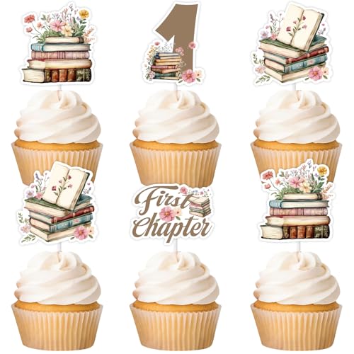 Cheereveal 24Pcs Retro Storybook Cupcake Topper, Storybook 1. Geburtstag Cupcake Picks, erstes Kapitel Buch Club Thema 1. Bday Baby Shower Dekorationen Zubehör Cheereveal 24Pcs Retro Storybook Cupcake Topper, Storybook 1. Geburtstag Cupcake Picks, erstes Kapitel Buch Club Thema 1. Bday Baby Shower Dekorationen Zubehör von Cheereveal