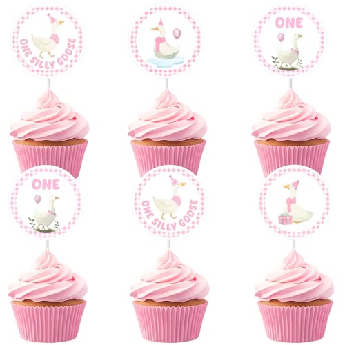 Cheereveal 24Pcs Rosa Silly Goose Cupcake Topper, eine Silly Goose Cupcake Picks 1. Geburtstag Party Kuchen Dekorationen, Bauernhof Tier Thema Erste Bday Baby Shower Party Lieferungen Cheereveal 24Pcs Rosa Silly Goose Cupcake Topper, eine Silly Goose Cupcake Picks 1. Geburtstag Party Kuchen Dekorationen, Bauernhof Tier Thema Erste Bday Baby Shower Party Lieferungen von Cheereveal