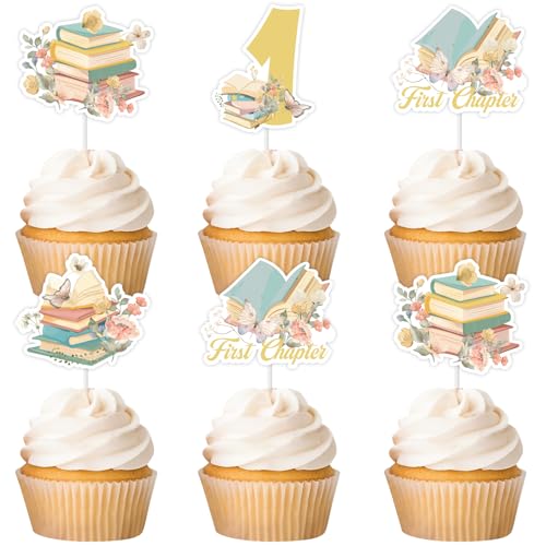 Cheereveal 24Pcs Storybook Cupcake Topper, Storybook 1. Geburtstag Cupcake Picks, erstes Kapitel Book Club Thema 1st Bday Baby Shower Dekorationen Zubehör Cheereveal 24Pcs Storybook Cupcake Topper, Storybook 1. Geburtstag Cupcake Picks, erstes Kapitel Book Club Thema 1st Bday Baby Shower Dekorationen Zubehör von Cheereveal