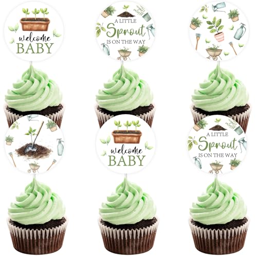 Cheereveal 24pcs Grün Sprossen Cupcake Topper, Ein Kleiner Spross Ist Auf Dem Weg Kuchen Dekorationen, Willkommen Baby Cupcake Picks, Frühling Garten Thema Baby Shower Gender Reveal Party Zubehör Cheereveal 24pcs Grün Sprossen Cupcake Topper, Ein Kleiner Spross Ist Auf Dem Weg Kuchen Dekorationen, Willkommen Baby Cupcake Picks, Frühling Garten Thema Baby Shower Gender Reveal Party Zubehör von Cheereveal