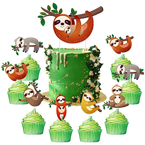 Cheereveal 25 Stück Faultier-Kuchenaufsätze und Cupcake-Aufsätze, Kuchendekorationen für Faultier-Thema, Geburtstagsparty-Zubehör, Babyparty-Dekorationen Cheereveal 25 Stück Faultier-Kuchenaufsätze und Cupcake-Aufsätze, Kuchendekorationen für Faultier-Thema, Geburtstagsparty-Zubehör, Babyparty-Dekorationen von Cheereveal