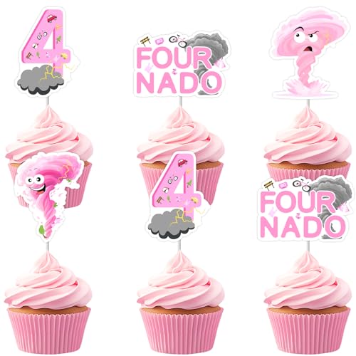 Cheereveal 36Pcs Fournado Geburtstag Kuchen Dekorationen, Tornado Cupcake Topper, Rosa Wetter Sturm Thema 4th Bday Baby Shower Cupcake Picks Party Zubehör Cheereveal 36Pcs Fournado Geburtstag Kuchen Dekorationen, Tornado Cupcake Topper, Rosa Wetter Sturm Thema 4th Bday Baby Shower Cupcake Picks Party Zubehör von Cheereveal