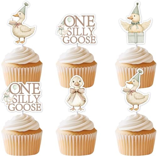 Cheereveal 36Pcs Khaki Silly Goose Cupcake Topper, eine Silly Goose Cupcake Picks 1. Geburtstag Party Kuchen Dekorationen, Bauernhof Tier Thema Erste Bday Baby Shower Party Zubehör Cheereveal 36Pcs Khaki Silly Goose Cupcake Topper, eine Silly Goose Cupcake Picks 1. Geburtstag Party Kuchen Dekorationen, Bauernhof Tier Thema Erste Bday Baby Shower Party Zubehör von Cheereveal