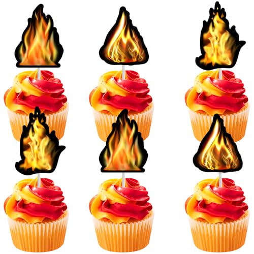 Cheereveal 36pcs Flamme Thema Cupcake Topper, Lagerfeuer Feuerwehrmann Kuchen Dekorationen, Feuerwehrauto Cupcake Picks, Lagerfeuer Camping Thema Geburtstag Baby Braut Dusche Party Zubehör Cheereveal 36pcs Flamme Thema Cupcake Topper, Lagerfeuer Feuerwehrmann Kuchen Dekorationen, Feuerwehrauto Cupcake Picks, Lagerfeuer Camping Thema Geburtstag Baby Braut Dusche Party Zubehör von Cheereveal
