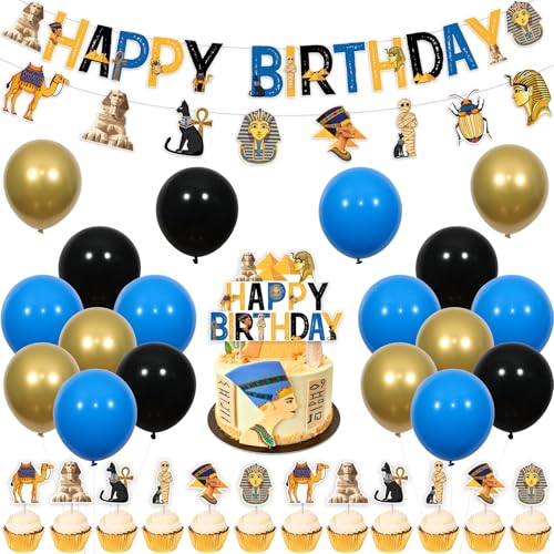 Cheereveal Ägyptische Party Dekorationen, Altes Ägypten Geburtstag Dekorationen, Ägypten Alles Gute zum Geburtstag Banner, Pyramide Mumie Pharao Kuchen Topper, Ägyptischer Geburtstag Baby Shower Party Cheereveal Ägyptische Party Dekorationen, Altes Ägypten Geburtstag Dekorationen, Ägypten Alles Gute zum Geburtstag Banner, Pyramide Mumie Pharao Kuchen Topper, Ägyptischer Geburtstag Baby Shower Party von Cheereveal