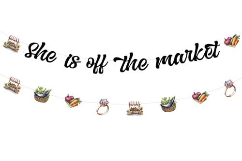 Cheereveal Bauernmarkt Banner Girlande Kits, sie ist weg vom Markt Banner, lokal angebaut Bauernhof Obst Gemüse Gärtner Thema Brautdusche Junggesellenabschied Party Dekoration Zubehör von Cheereveal