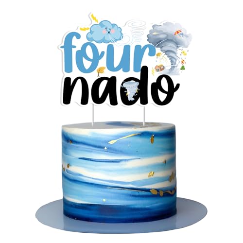 Cheereveal Fournado Geburtstag Kuchen Topper, 4. Geburtstag Blau und Schwarz Tornado Tornado Kuchen Topper für Jungen, Wetter Sturm Thema Vierter Bday Baby Shower Party Dekorationen Zubehör Cheereveal Fournado Geburtstag Kuchen Topper, 4. Geburtstag Blau und Schwarz Tornado Tornado Kuchen Topper für Jungen, Wetter Sturm Thema Vierter Bday Baby Shower Party Dekorationen Zubehör von Cheereveal