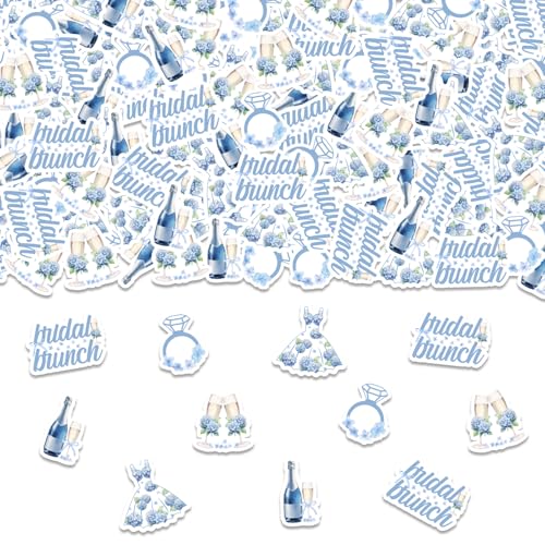 Cheereveal Hortensien-Konfetti für Brautpartys, 200 Stück, Blau, Brautbrunch-Tischstreuung, Blumenmotiv, Mimose, Bar, Hochzeit, Verlobung, Junggesellinnenabschied, Dekorationen von Cheereveal