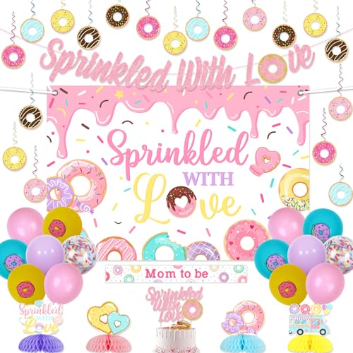 Cheereveal Pink Donut Sprinkle Baby Shower Dekorationen für Mädchen, bestreut mit Liebe Hintergrund Banner Honeycomb Mittelstücke Cake Topper, Hängende Swirl Schärpe, Donut Grow Up Party Dekor Cheereveal Pink Donut Sprinkle Baby Shower Dekorationen für Mädchen, bestreut mit Liebe Hintergrund Banner Honeycomb Mittelstücke Cake Topper, Hängende Swirl Schärpe, Donut Grow Up Party Dekor von Cheereveal