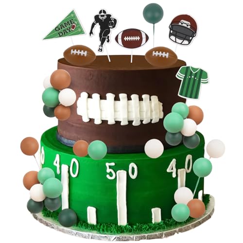 Cheereveal Rugby-Kuchendekorationen für Jungen – Rugby-Thema, Kuchen, Cupcake-Figuren, Topper, Ball, Dessert-Picker, Sport-Themen-Geburtstagsparty, Babyparty, Foto-Requisiten von Cheereveal