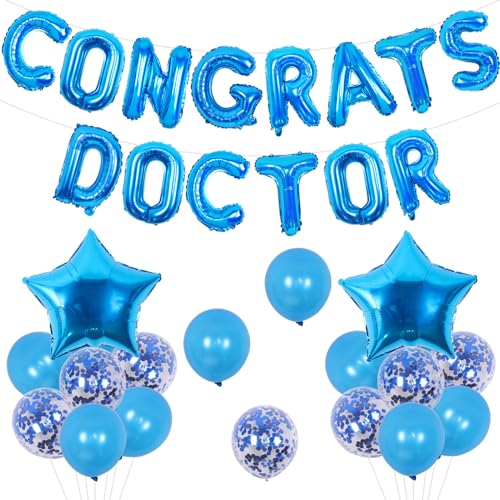 Cheereveal Doktor Graduation Dekorationen, Blau Congrats Doktor Luftballons Banner, Stern Folienballons, Doktor Krankenschwester Klasse von 2024, Zukunft Arzt, Medizinische Schule Abschlussfeier Party von Cheereveal