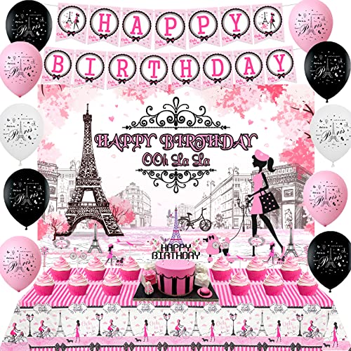 Cheereveal Happy Birthday Paris Dekorationen für Mädchen Rosa Eiffelturm Geburtstag Party Supplies Paris Happy Birthday Hintergrund Tischdecke Banner Eiffelturm Cupcake Toppers Cheereveal Happy Birthday Paris Dekorationen für Mädchen Rosa Eiffelturm Geburtstag Party Supplies Paris Happy Birthday Hintergrund Tischdecke Banner Eiffelturm Cupcake Toppers von Cheereveal