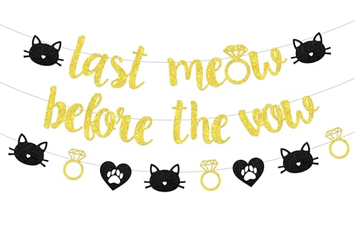 Last Meow Before the Vow Banner, Glitter Cat Lover Bunting Girlande, Cat Hen Party, Bridal Shower, Bachelorette, Engagement Party Decorations Supplies von Cheereveal
