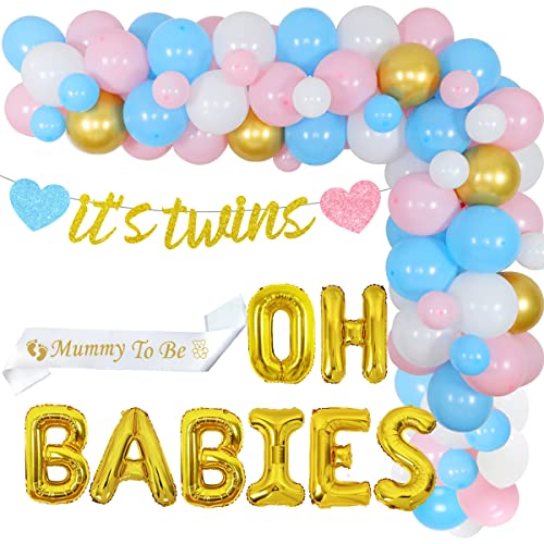 Twins Baby Shower Decorations It's Twins Glitter Paper Banner Pink and Blue Balloon Garland Kit Oh Babies Folienballon Mummy To Be Schärpe für Twin Gender Reveal Party Supplies Twins Baby Shower Decorations It's Twins Glitter Paper Banner Pink and Blue Balloon Garland Kit Oh Babies Folienballon Mummy To Be Schärpe für Twin Gender Reveal Party Supplies von Cheereveal