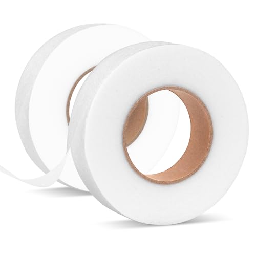 2 Pcs Saumband zum Aufbügeln, 64 m lang und 20 mm breit, Bügelband für Textilien wie Hosen und Gardinen – Saum kürzen ohne Nähen, weißes Bügelsaumband für Vorhänge von Cheerhom