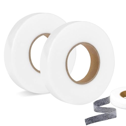 Cheerhom 2 Pcs Saumband zum Aufbügeln m lang und 20 mm breit, Bügelband für Textilien wie Hosen und Gardinen – Saum kürzen ohne Nähen, weißes Bügelsaumband für Vorhänge, 2cm 64 Meter von Cheerhom