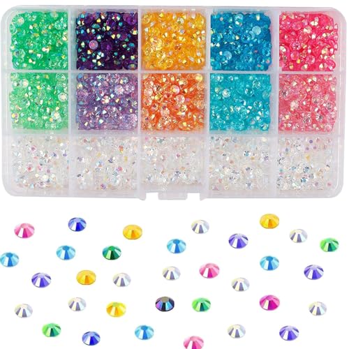 Cheerix 7500 Stück Strasssteine Set, Bunte Glitzersteine zum Basteln, Rhinestones Mit Flacher Rückseite, Bedazzler Kit für Nail Charms, 4mm Strasssteine für Nägel Kleidung Gesicht Schuhe DIY Handwerk von Cheerix