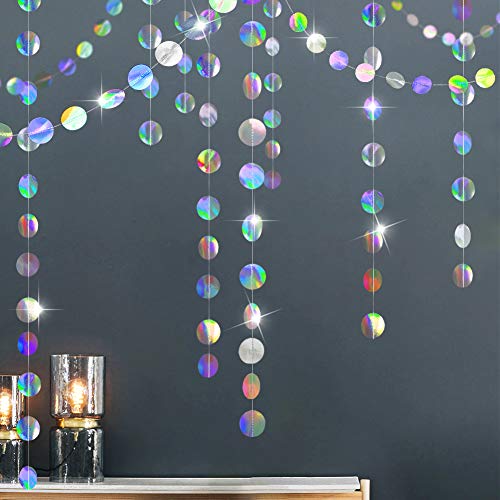 Glitter Irisant Circle Dots Garland Paper Hanging Polk Dot Streamer Party Dekoration Bunting Banner Backdrop for Birthday/Wedding/Baby Shower/Engagement/Bridal Shower Party Supplies von Cheerland