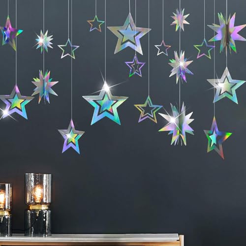 Glitzernde Sterngirlande, Regenbogenfarben, funkelnder Kleiner Stern, Party-Dekoration, 3D-Stern-Ausschnitt, hängende Sterne, Banner für Geburtstag, süße 16 Abschlussfeier, Heimdekoration Glitzernde Sterngirlande, Regenbogenfarben, funkelnder Kleiner Stern, Party-Dekoration, 3D-Stern-Ausschnitt, hängende Sterne, Banner für Geburtstag, süße 16 Abschlussfeier, Heimdekoration von Cheerland