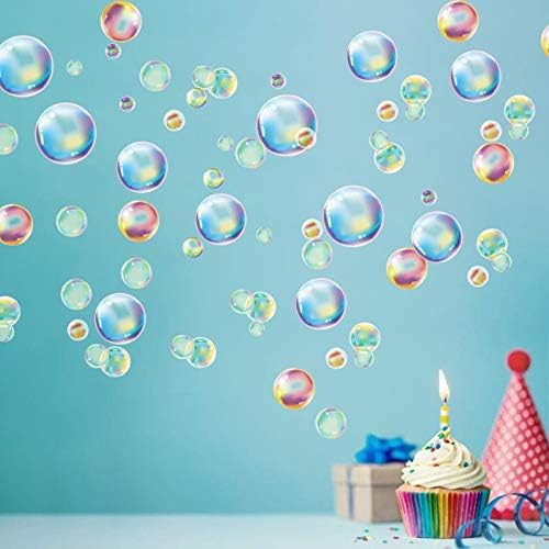 Regenbogenfarbene Seifenblasen-Aufkleber mit Aussparung für Zuhause, Dekoration, Partydekoration für Ozean, unter dem Meer, Pool, Sonnenblase am Strand, Zuhause, Bad, Kinder, Hochzeit, Geburtstag von Cheerland