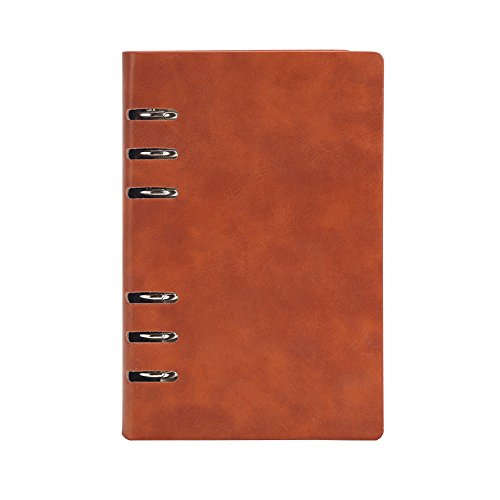 Cheerlife DIN A5 A6 B5 Leder Tagebuch nachfüllbar Notizbuch Ringbuch Business Office Notizblock Zeichnen Schreiben (Hellbraun, A6) von Cheerlife