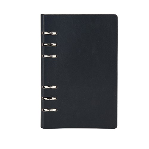 Cheerlife DIN A5 A6 B5 Leder Tagebuch nachfüllbar Notizbuch Ringbuch Business Office Notizblock Zeichnen Schreiben (Schwarz, A6) von Cheerlife
