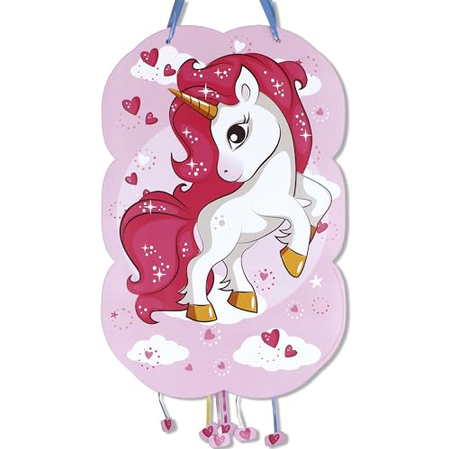 Piñata Kindergeburtstag, für Kinder, perfekt zum Befüllen mit Süßigkeiten und Spielzeug, Dekoration Flaggen 2 m (Einhorn Rosa) von Cheerset