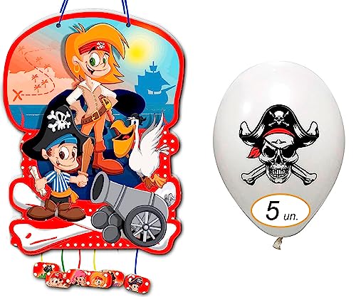 Piñata Kindergeburtstag, perfekt zum Befüllen mit Süßigkeiten und Spielzeug, Dekoration Girlande Flaggen 2 m (Piraten) von Cheerset