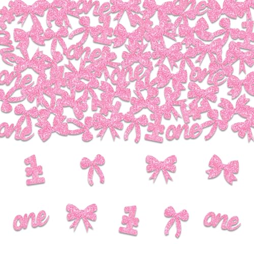 Cheerupp 200 Stück rosa Schleifen-Konfetti, glitzernde Schleife, Tisch-Konfetti-Dekorationen, Schleife, Tisch-Papierdekoration für Mädchen, 1. Geburtstag, Babyparty, Jahrestag, Bastelzubehör Cheerupp 200 Stück rosa Schleifen-Konfetti, glitzernde Schleife, Tisch-Konfetti-Dekorationen, Schleife, Tisch-Papierdekoration für Mädchen, 1. Geburtstag, Babyparty, Jahrestag, Bastelzubehör von Cheerupp