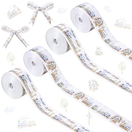 Cheerupp 4 Rollen Chugga Chugga Themenbänder, 20 Meter Bastelbänder für Kranz, Haarschleifen, Geschenkverpackung, Retro-Zug, Ripsbänder, Geburtstag, Hochzeit, Geschlechtsoffenbarung, Party Cheerupp 4 Rollen Chugga Chugga Themenbänder, 20 Meter Bastelbänder für Kranz, Haarschleifen, Geschenkverpackung, Retro-Zug, Ripsbänder, Geburtstag, Hochzeit, Geschlechtsoffenbarung, Party von Cheerupp