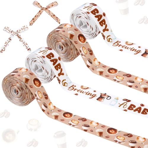 Cheerupp 4 Rollen "Coffee A Baby is Brewing" Bänder für Kranz, Haarschleifen, Geschenkverpackungen, Kaffeebohnen, Ripsbänder für Babyparty, Geschlechtsoffenbarung, Party, Heimdekoration Cheerupp 4 Rollen "Coffee A Baby is Brewing" Bänder für Kranz, Haarschleifen, Geschenkverpackungen, Kaffeebohnen, Ripsbänder für Babyparty, Geschlechtsoffenbarung, Party, Heimdekoration von Cheerupp