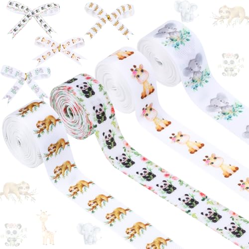 Cheerupp 4 Rollen Dschungel-Tier-Themenbänder, 20 Meter Bastelbänder für Kranz, Haarschleife, Geschenkverpackung, Tier-Ripsgrain, Geschlechtsoffenbarung, Geburtstag, Hochzeit, Party, Wohnaccessoire Cheerupp 4 Rollen Dschungel-Tier-Themenbänder, 20 Meter Bastelbänder für Kranz, Haarschleife, Geschenkverpackung, Tier-Ripsgrain, Geschlechtsoffenbarung, Geburtstag, Hochzeit, Party, Wohnaccessoire von Cheerupp