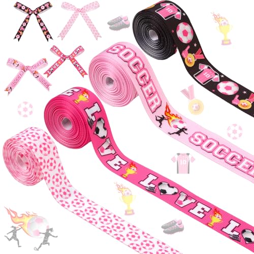 Cheerupp 4 Rollen Fußball-Themenbänder für Mädchen, 20 Meter Bastelbänder für Kranz, Haarschleifen, Geschenkverpackungen, Sport-Ripsbänder für Babyparty, Geburtstag, Hochzeit, Party, Heimaccessoire Cheerupp 4 Rollen Fußball-Themenbänder für Mädchen, 20 Meter Bastelbänder für Kranz, Haarschleifen, Geschenkverpackungen, Sport-Ripsbänder für Babyparty, Geburtstag, Hochzeit, Party, Heimaccessoire von Cheerupp