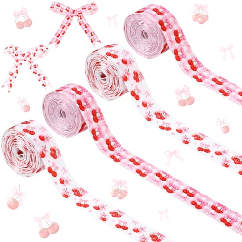 Cheerupp 4 Rollen rosa Schleifenbänder mit Kirschmotiven, 20 Meter Bastelbänder für Kranz, Haarschleifen, Geschenkverpackung, Obst, Ripsband, Geburtstag, Hochzeit, Geschlecht, Enthüllung, Party Cheerupp 4 Rollen rosa Schleifenbänder mit Kirschmotiven, 20 Meter Bastelbänder für Kranz, Haarschleifen, Geschenkverpackung, Obst, Ripsband, Geburtstag, Hochzeit, Geschlecht, Enthüllung, Party von Cheerupp