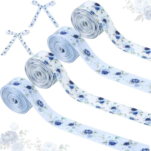 Cheerupp 4 Rollen staubige blaue Blumenbänder, 20 Meter Bastelbänder für Kranz, Haarschleifen, Geschenkverpackungen, blaue Ripsbänder für Babyparty, Geburtstag, Hochzeit, Party, Wohnaccessoire Dekor Cheerupp 4 Rollen staubige blaue Blumenbänder, 20 Meter Bastelbänder für Kranz, Haarschleifen, Geschenkverpackungen, blaue Ripsbänder für Babyparty, Geburtstag, Hochzeit, Party, Wohnaccessoire Dekor von Cheerupp