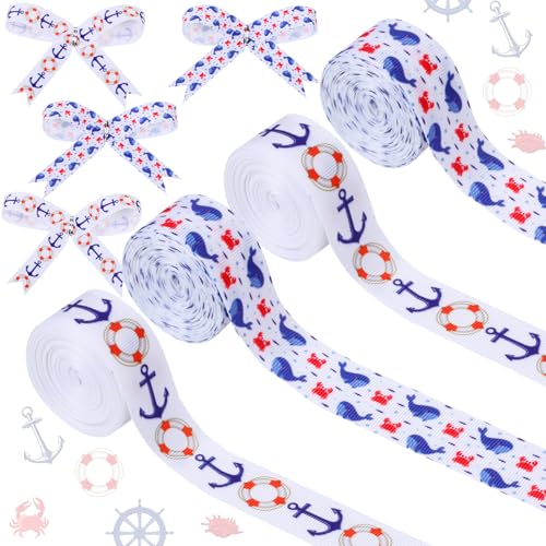 Cheerupp Bänder mit nautischem Ozean-Motiv, ca. 20 m, Bastelbänder für Kranz, Haarschleifen, Geschenkverpackung, Anker, Ripsband, Geschlechtsoffenbarung, Geburtstag, Hochzeit, Party, Heimdekoration, 4 Cheerupp Bänder mit nautischem Ozean-Motiv, ca. 20 m, Bastelbänder für Kranz, Haarschleifen, Geschenkverpackung, Anker, Ripsband, Geschlechtsoffenbarung, Geburtstag, Hochzeit, Party, Heimdekoration, 4 von Cheerupp